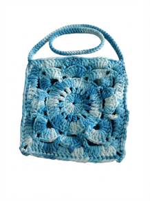 Handmade Blue & White Gradients Granny Square Croc