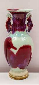 Chinese Flambe Glazed ceramic Vase with Handles