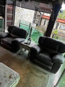 Dark Brown Leather Recliner Sofa Set