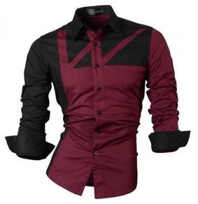 A0589 RED MAROON FORMAL LONG SLEEVE MAN SHiRT 🔥