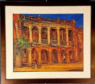 Historic Landmark Scene – Original Oil Painting
