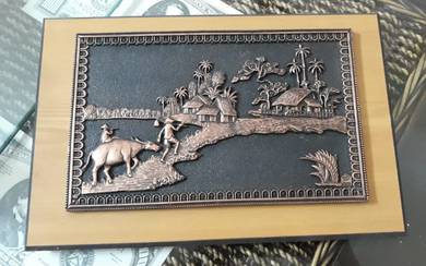 VIETNAM Engraved Frame Copper Souvenir Plague
