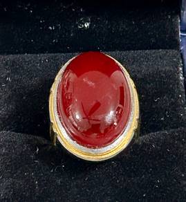 Akik Yaman Merah (Red Agate Calcedony) Alpaca Ring