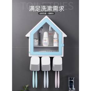 Blue Biru Creative Toothbrush Holder Wall-Mounted