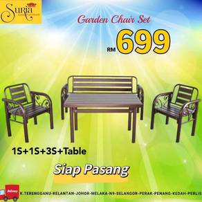 Garden bench set/set kerusi santai dan meja besi