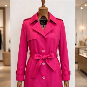 Premium COACH Trench Coat Fuchsia Pink L/G Rare 