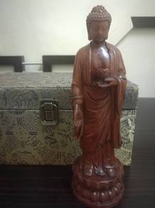 Antique Boxwood Carved Lotus Buddha Statue 古董佛像