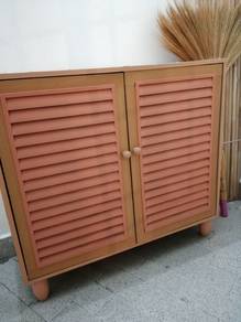 Wooden Shoes Rack with Louvered Doors