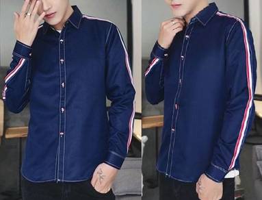 A5066 DARK BLUE SHiRTS KEMEJA BIRU LENGAN PANJANG