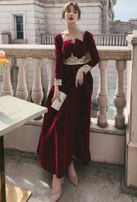 Red long sleeve prom evening dress gown RBP1598