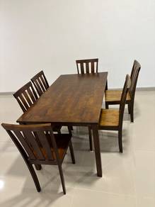 Rubber wood Dining set 6 chairs 1 table