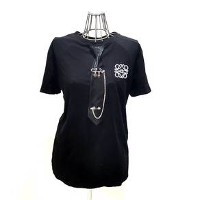 Loewe Logo Embroidery Black T-shirt With Neck Tie