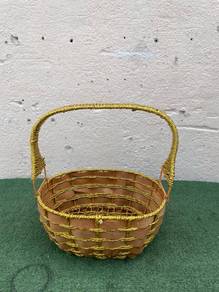 B749 Bakul Anyaman Oval Gift Hamper Basket Handle