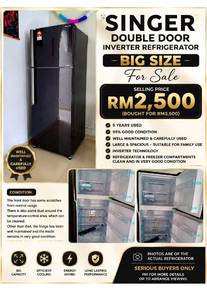 Singer 2 Door Inverter Refrigerator – Large