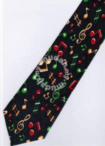 Musical Symbols #2 BLACK Silk Cartoon Neck Tie