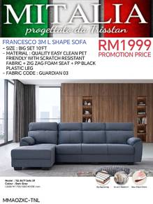 Quality 3m / 10' ft  Lshape sofa Easy Clean Fabric
