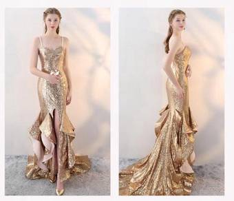 Gold prom wedding bridal gown RBP0713