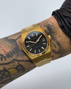 Custom Seiko Mod 37mm No Logo Black Gold PRX