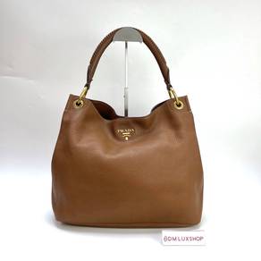 Preloved Prada Brown Leather Vitello Daino Hobo