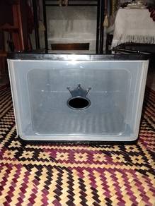Stackable transparent plastic shoe storage. 