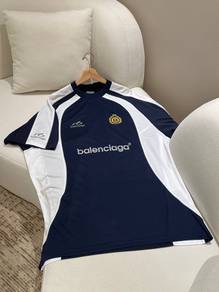 Balenciaga Men’s Soccer Oversozed T-Shirt In Navy