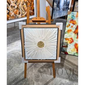 Geometric Wood Block Wall Art , Black Frame