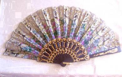 Elegant Embroidered Lace Fan with Sequins (New)