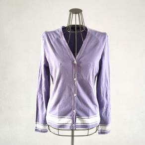 Ralph Lauren Purple and white stripe cardigan