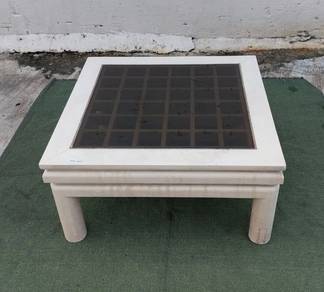 YD25S Meja Kopi Kaca 3 x 3 Glass Top Coffee Table
