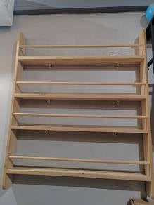 Wall mounted solid wood bookshelf