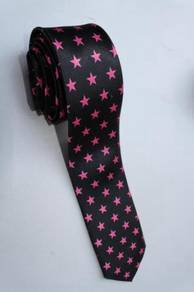 SLIM Star Shape Pink Black Top Quality Neck Tie
