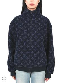Louis Vuitton Monogram Fleece Zip-Up Jacket Navy