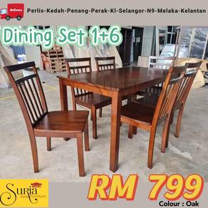 Set meja makan dan 6 kerusi
