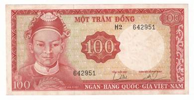 South Vietnam Banknote 100 Dong 1966 - P19a AU