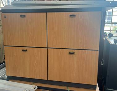 4-door wooden/laminate low storage cabinet