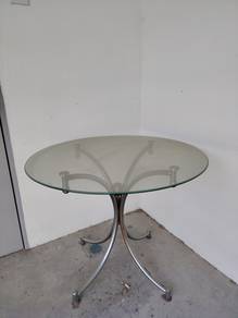 Round Glass Table with 4 Chairs