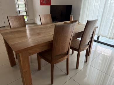 Used Teak Wood Dining Table + 4 Chairs for Sale
