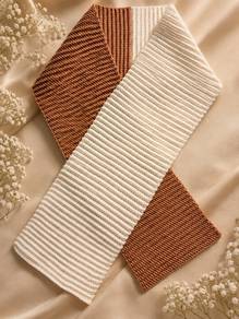 Hand Crocheted Ribbed Scurf. Caramel White by SON