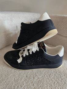 Gucci Screeners Black Velvet Crystal Sneakers