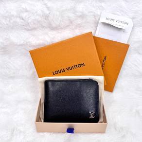 LV Black Aerogram Wallet with Silver logo