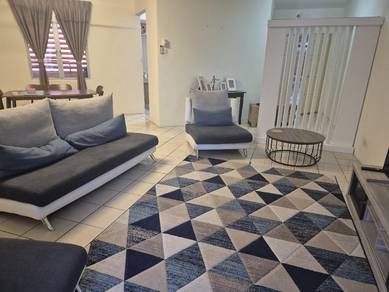 Set of sofa with carpet and coffee table 