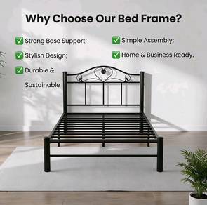 SINGLE METAL BED - Bed Frame - Black Colour