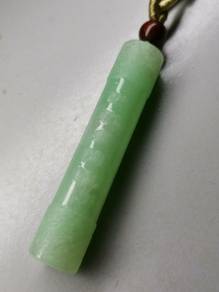 Icy Fruit Green Jadeite Jade Golden Cudgel Pendant