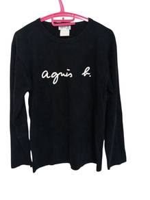 90.Agnes b. Black Long Sleeve T-Shirt Made In Japa