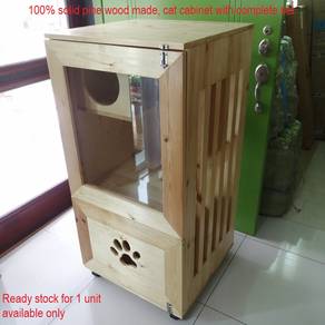 Solid Wood Pet Cat Cabinet House Sangkar Kucing