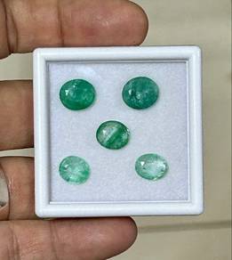 5pcs Natural Emerald Beryls utk butang baju melayu