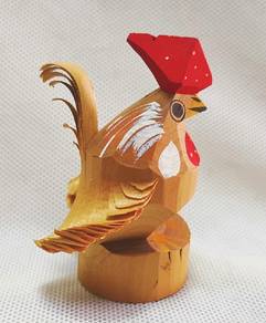 Japanese Rooster Ittobori Wooden Carved Sasano Goo