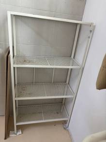 Ikea White Metal 3-Tier Mesh Shelf Rack
