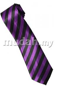 Purple Black Striped Korean Slim Neck Tie