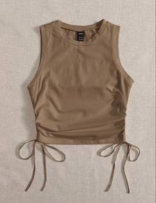 SHEIN ruched drawstring tank top